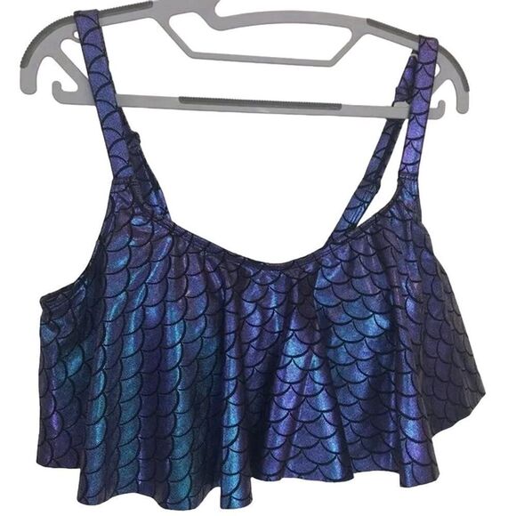 Torrid Other - Torrid Purple Iridescent Mermaid Wireless Flounce Bikini Top Size 1 Women’s